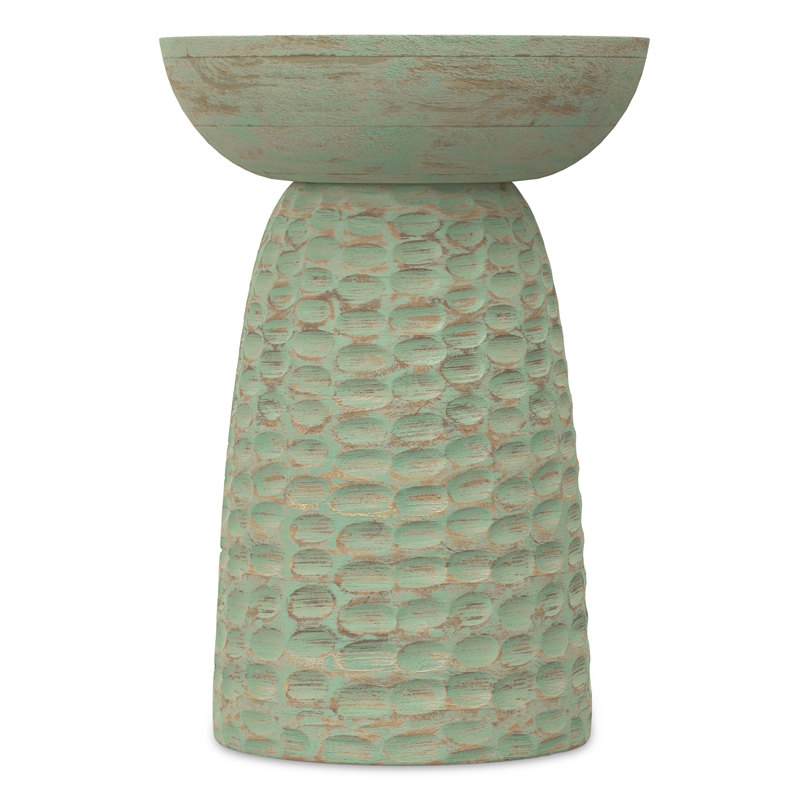 Boyd 13 inch Wide Solid Wood Contemporary Accent Table in Green Wash & Assembled