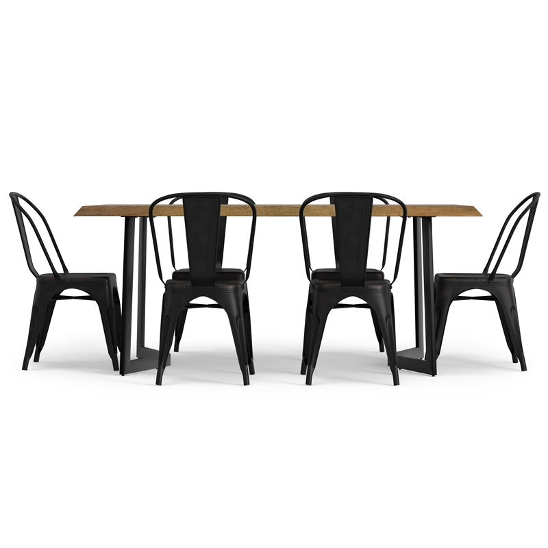 Fletcher/Watkins WOOD & Metal 7Pc Dining Set with 6Metal Dining Chairs in Multi