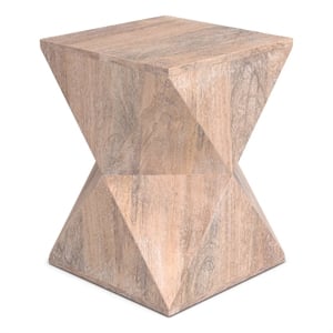 Sutton Contemporary 14&quotWD Metal Side Table in Cerused Natural & Fully Assembled