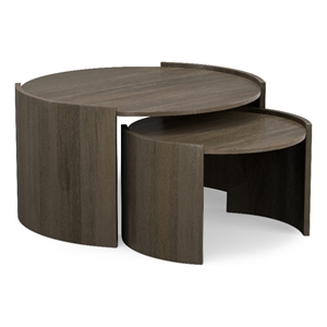 Robin SOLID WOOD 32&quot Wide Round 2Pc Nesting Table in Ash Gray & Fully Assembled