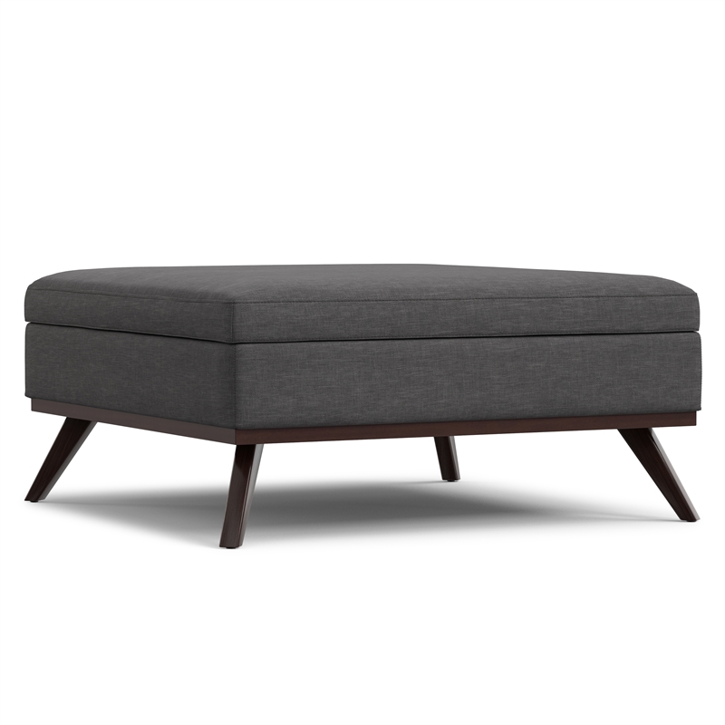 Owen 40 inch Wide Modern Square XL Coffee Table Storage Ottoman in Slate Gray