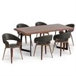 Lowell/Watkins 7 Pc Dining Set with 6 Dining Chairs in Brown Vegan Faux Leather