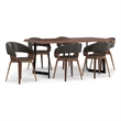 Lowell/Watkins 7 Pc Dining Set with 6 Dining Chairs in Brown Vegan Faux Leather
