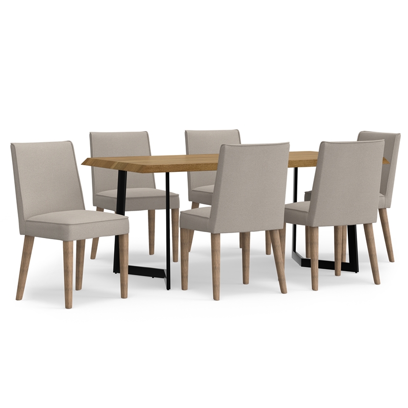 Bartow/Watkins Modern 7 PC Dining Set in Natural Woven Polyester & 72
