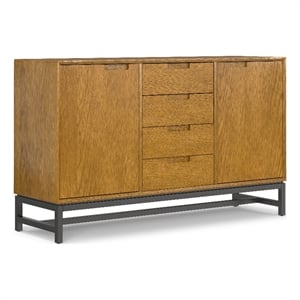 Banting Metal 60x18&quot Industrial Sideboard with Centre Drawers in Oak Veneer