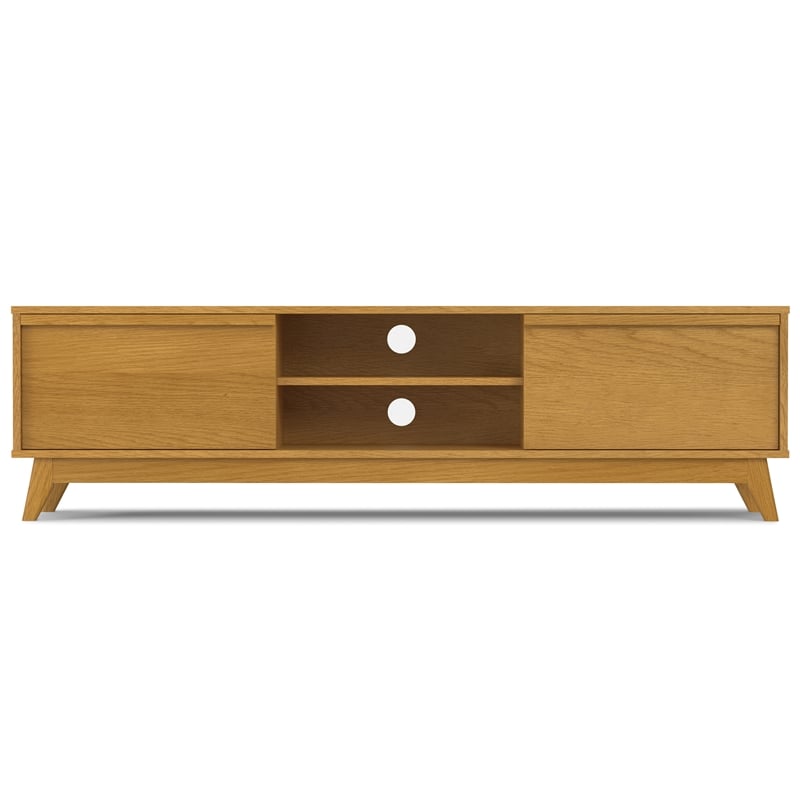 Lennon  72 inch Wide Mid Century Modern TV Media Stand in Oak Veneer