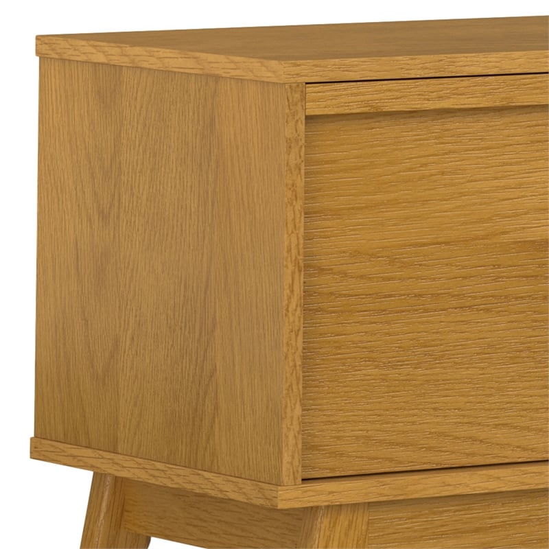Lennon  72 inch Wide Mid Century Modern TV Media Stand in Oak Veneer