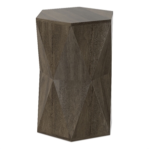Mckinley MANGO WOOD 16&quot Wide Polygon Side Table in Ash Gray & Fully Assembled