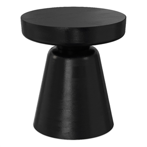 Robbie MANGO WOOD 16&quot WD Round Rustic Accent Table in Black & Fully Assembled