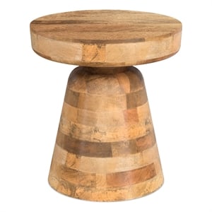 Robbie MANGO WOOD 16&quot WD Round Rustic Accent Table in Natural & Fully Assembled