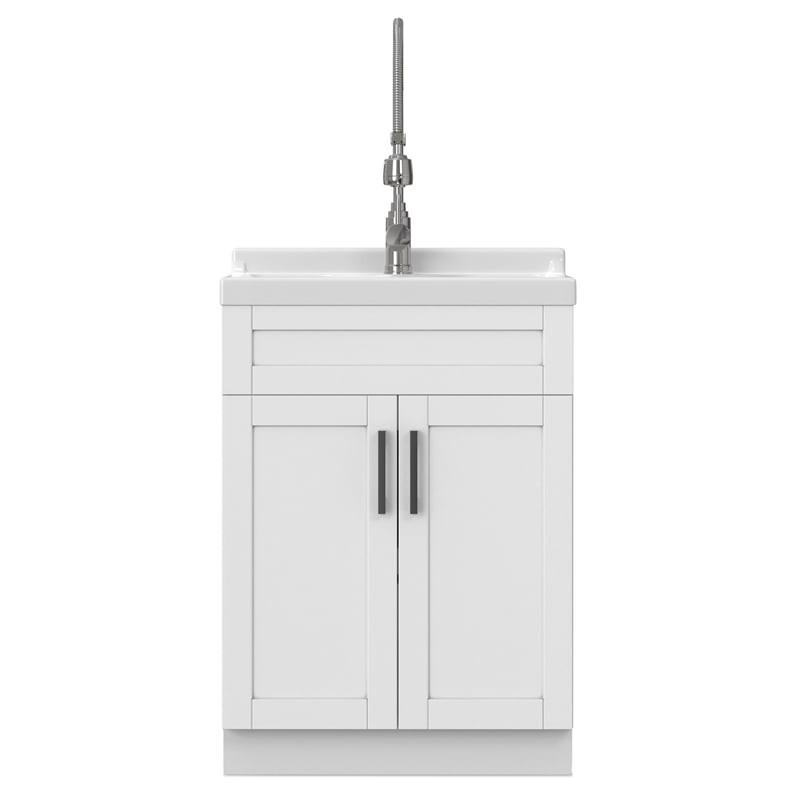 Hennessy 24-inch ABS Utility Sink & Cabinet in Pure White