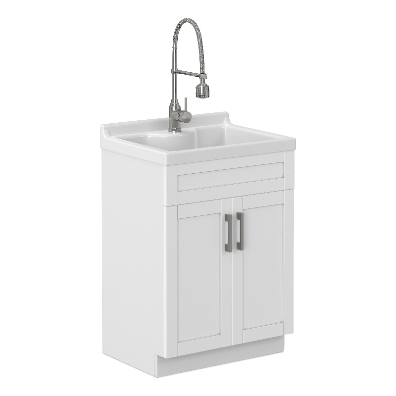 Hennessy 24-inch ABS Utility Sink & Cabinet in Pure White