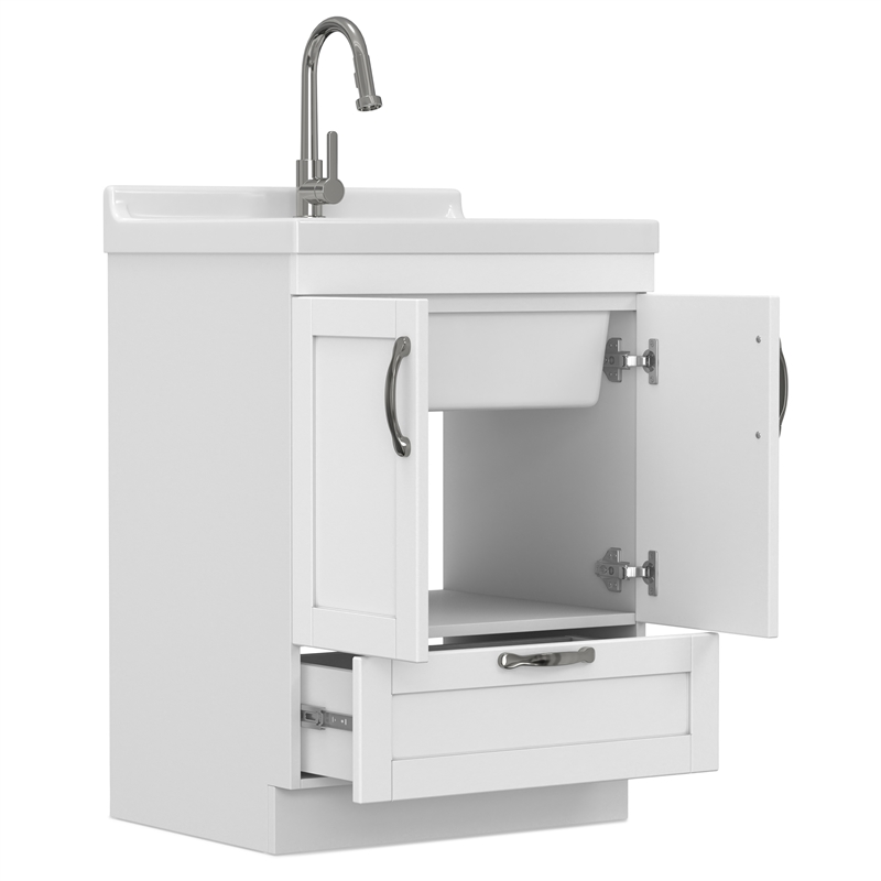 Maile 24-inch Utility Sink & Cabinet in Pure White