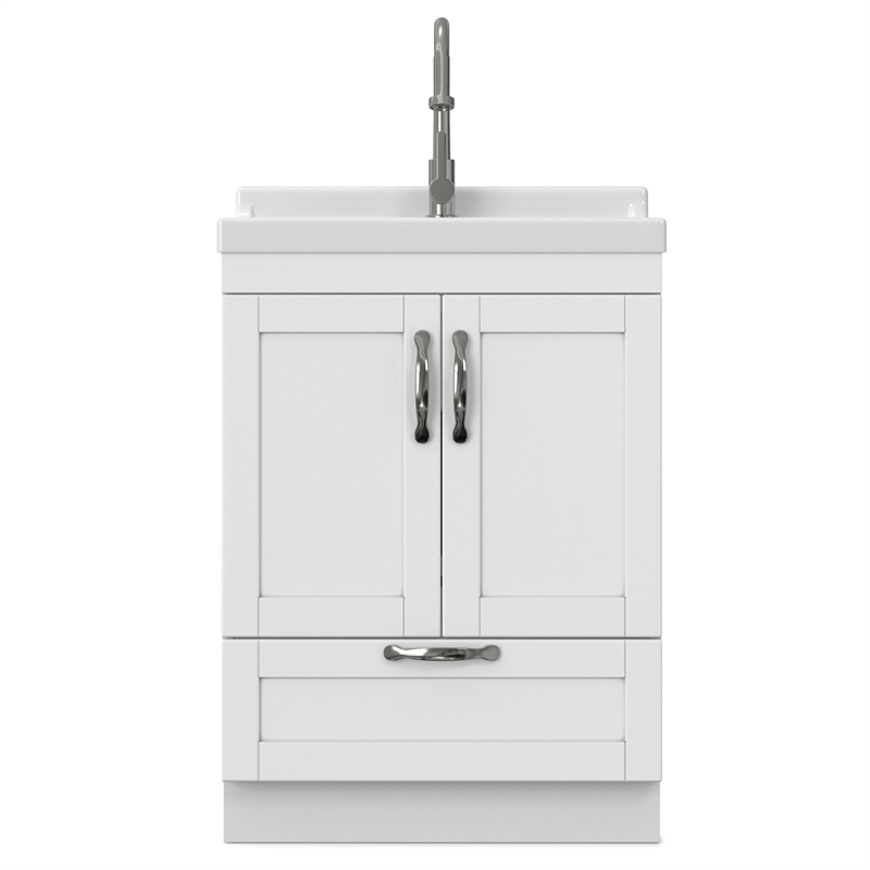 Maile 24-inch Utility Sink & Cabinet in Pure White