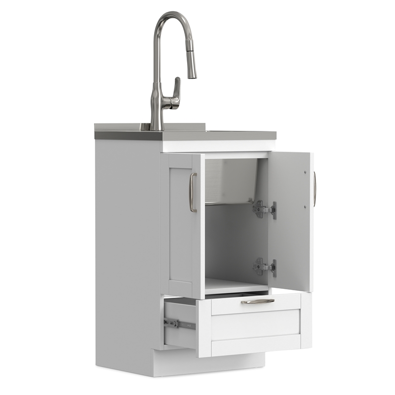 Reed 20-inch Utility Sink & Cabinet in Pure White