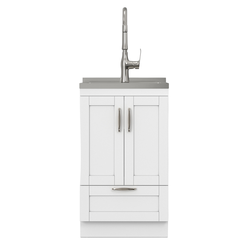 Reed 20-inch Utility Sink & Cabinet in Pure White