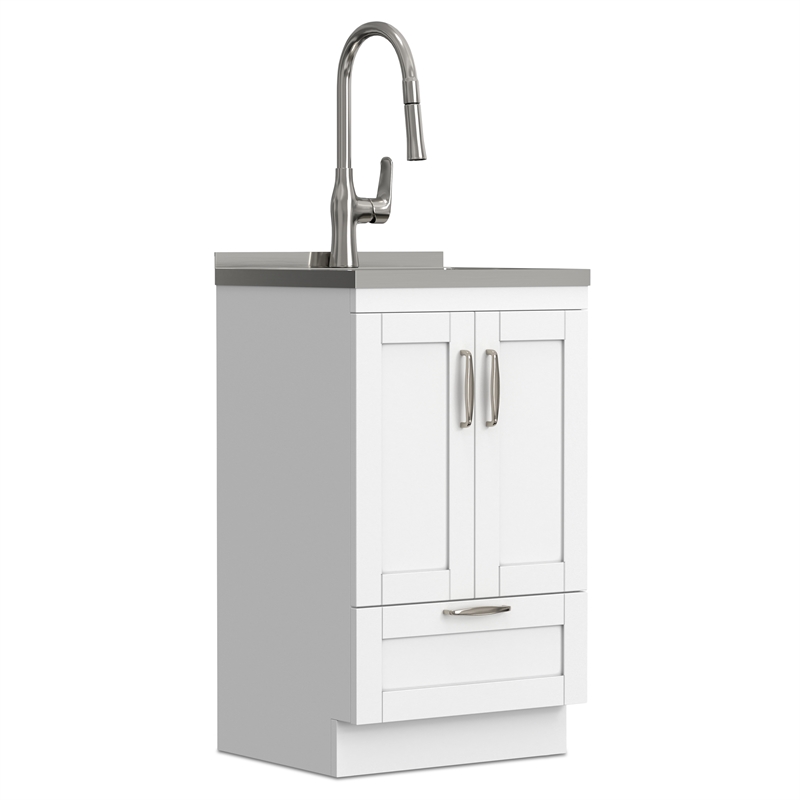 Reed 20-inch Utility Sink & Cabinet in Pure White