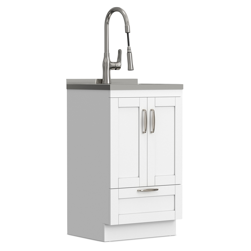 Reed 20-inch Utility Sink & Cabinet in Pure White