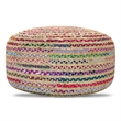 Simpli Home Margo Boho Contemporary Round Large Pouf in Multi Color