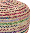 Simpli Home Margo Boho Contemporary Round Large Pouf in Multi Color