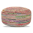 Simpli Home Margo Boho Contemporary Round Large Pouf in Multi Color