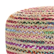 Simpli Home Margo Boho Contemporary Round Large Pouf in Multi Color