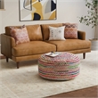 Simpli Home Margo Boho Contemporary Round Large Pouf in Multi Color