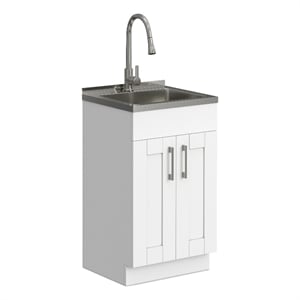 Modern Wide Shaker 20-inch Utility Sink & Cabinet in Pure White