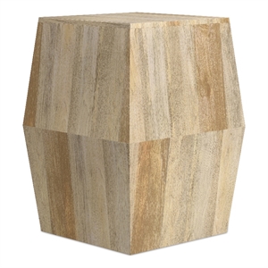 Terry MANGO WOOD 16&quot Wide Contemporary Side Table in Natural & Fully Assembled