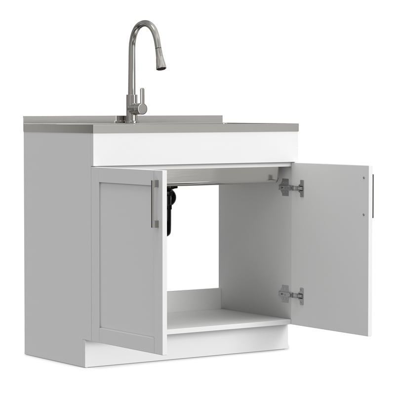 Modern Wide Shaker 36-inch Utility Sink & Cabinet in Pure White