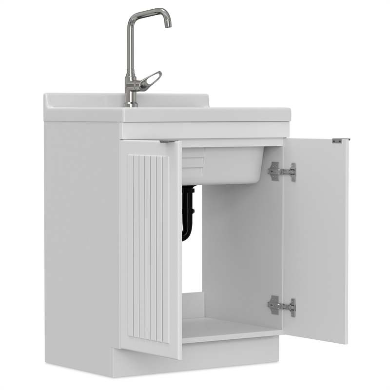 Murphy All-In-One 28-inch Laundry Utility Sink and Cabinet in Pure white