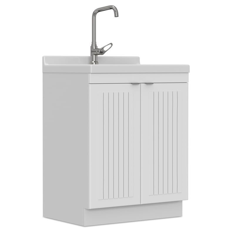 Murphy All-In-One 28-inch Laundry Utility Sink and Cabinet in Pure white