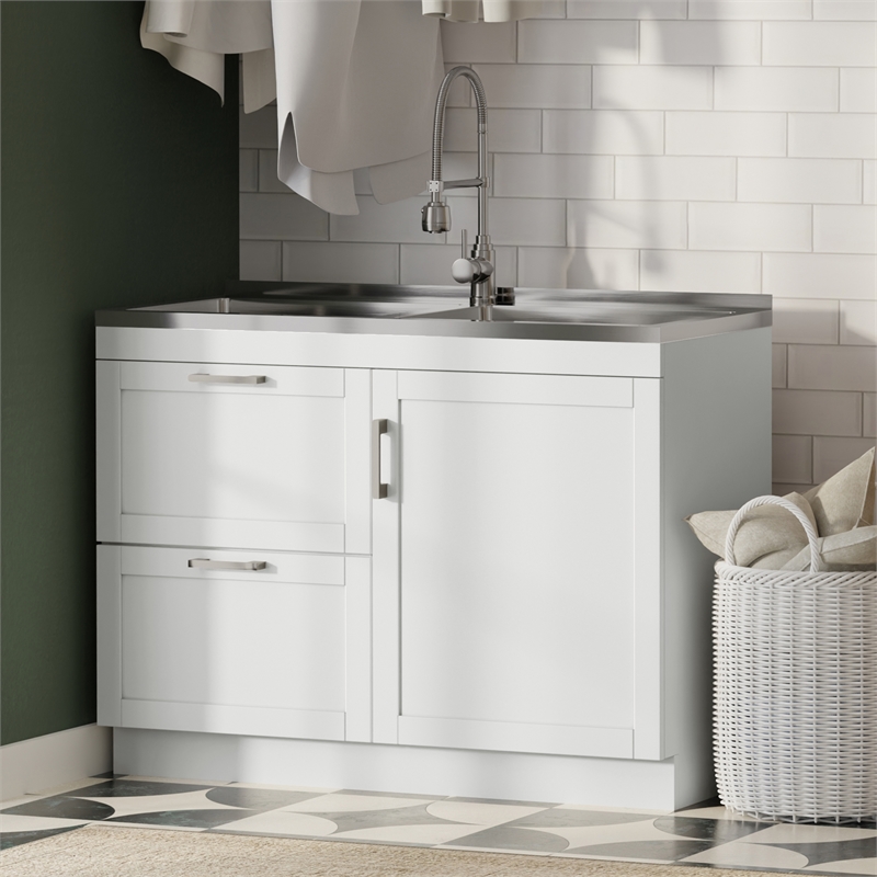Hennessy 46-inch Utility Sink & Cabinet in Pure White
