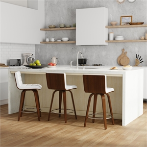 Roland Modern 24&quot Swivel Counter Height Stool in White Vegan Faux Leather