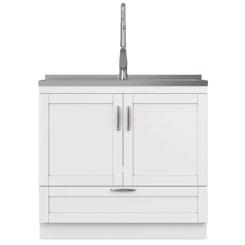 Reed 36-inch Utility Sink & Cabinet in Pure White