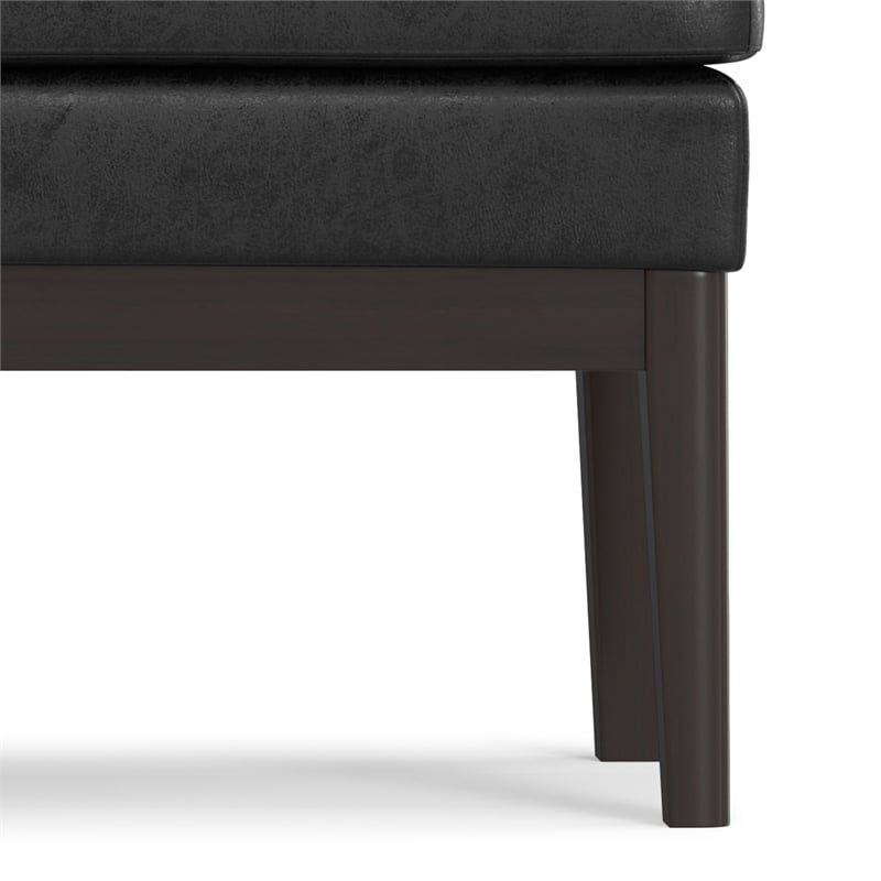 Carlson 45 inch Wide Ottoman Bench in Distressed Black Vegan Faux Leather