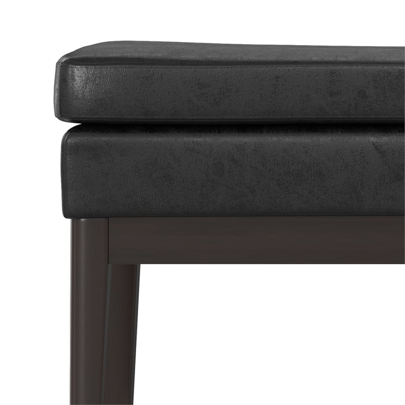 Carlson 45 inch Wide Ottoman Bench in Distressed Black Vegan Faux Leather
