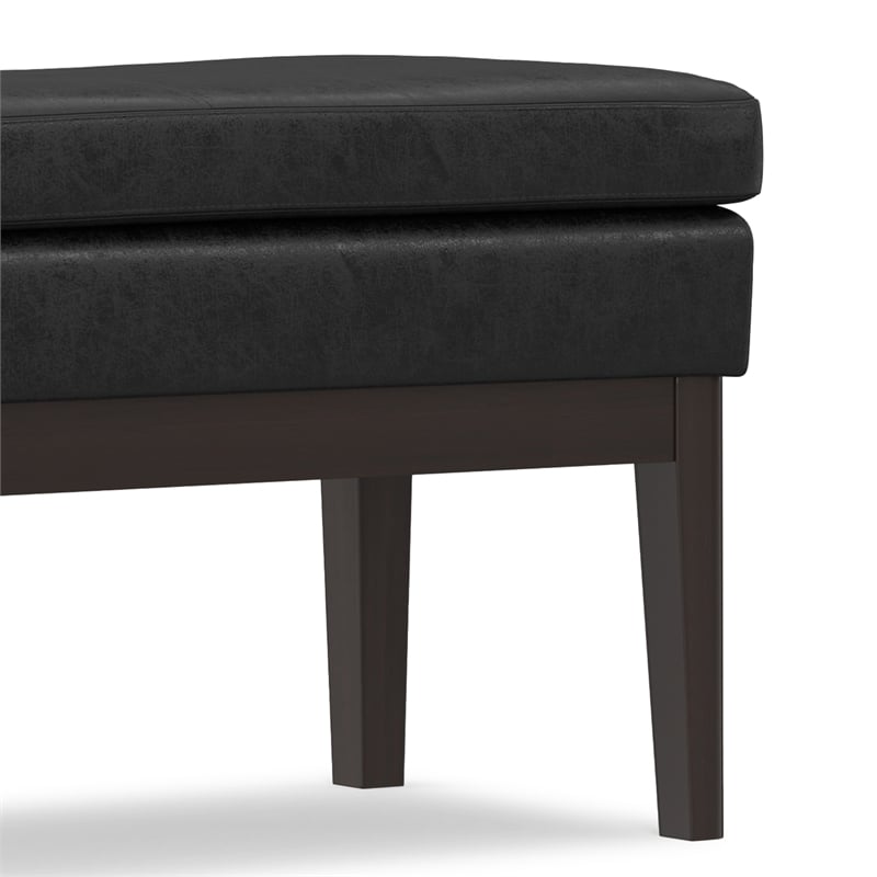 Carlson 45 inch Wide Ottoman Bench in Distressed Black Vegan Faux Leather