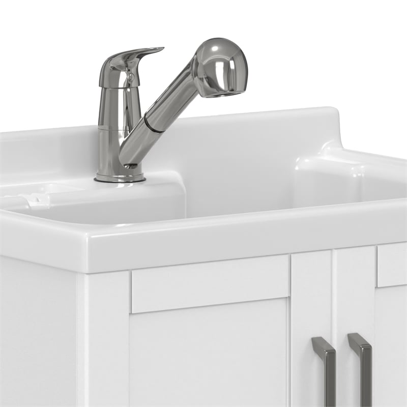 Kyle 28-inch ABS Utility Sink & Cabinet in Pure White