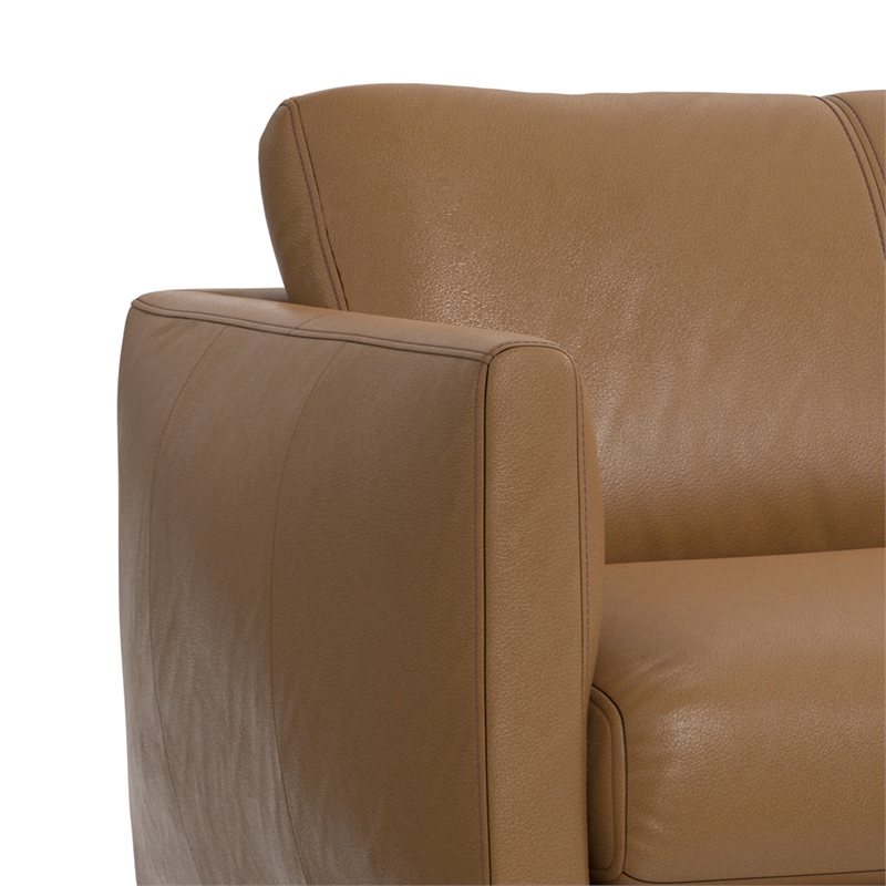 Stevens Modern 81 inch Wide Sofa in Butternut Brown Genuine Leather