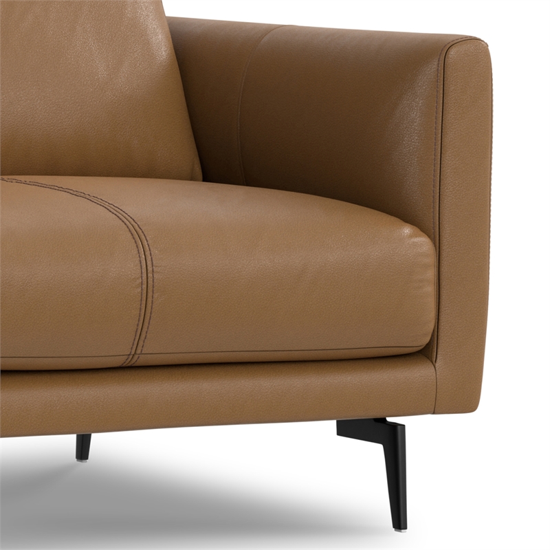 Stevens Modern 81 inch Wide Sofa in Butternut Brown Genuine Leather
