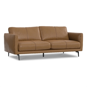 stevens modern 81 inch wide sofa in butternut brown genuine leather