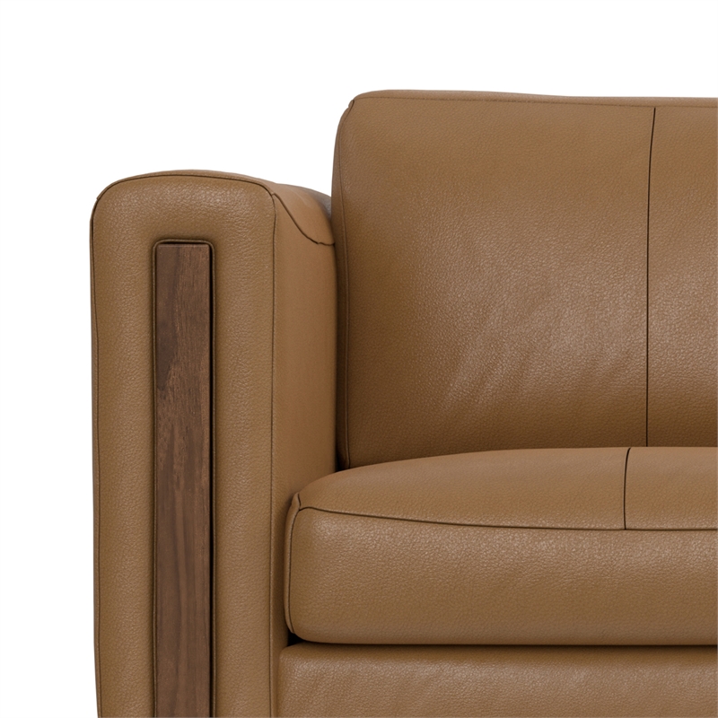 Richard Modern 62 inch Wide Sofa in Butternut Brown Genuine Leather