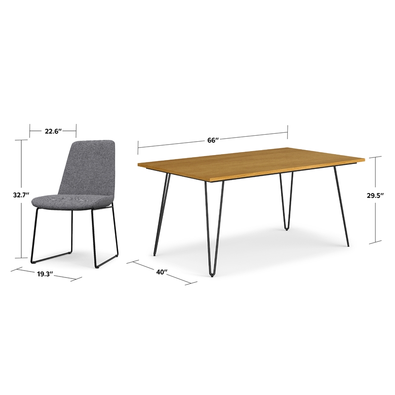 Simpli Home Corina & Hunter 7-Piece Dining Set with Oak Veneer