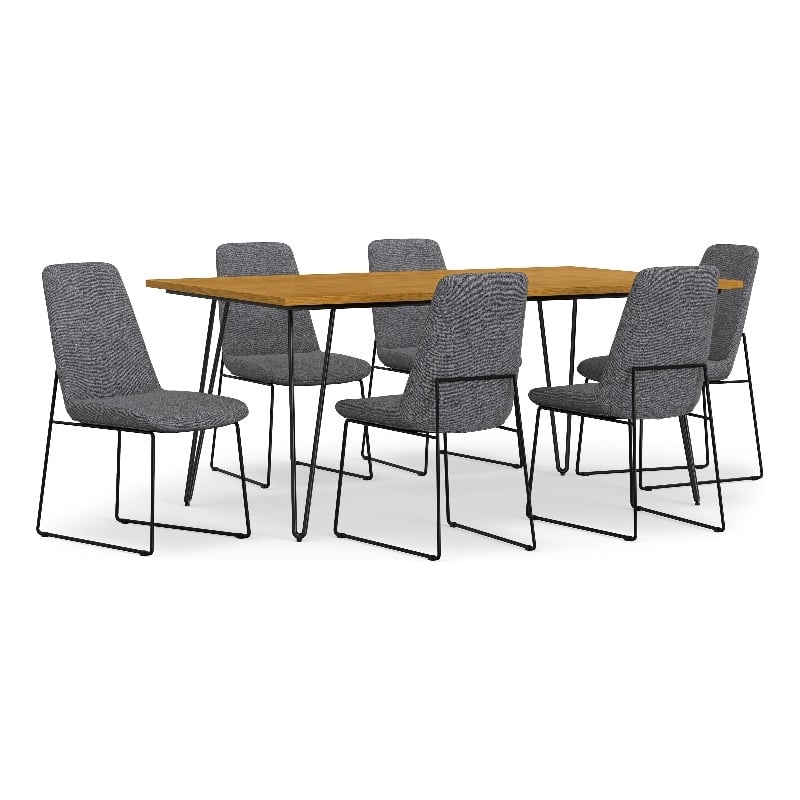 Simpli Home Corina & Hunter 7-Piece Dining Set with Oak Veneer