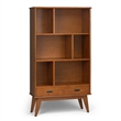 Draper 35W 6 Cubbie Bookcase with Drawer (Set of 2) in Teak Brown