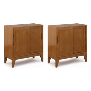 Harper SOLID HARDWOOD 30&quot WD  Storage Cabinet with Doors Set of 2 in Teak Brown