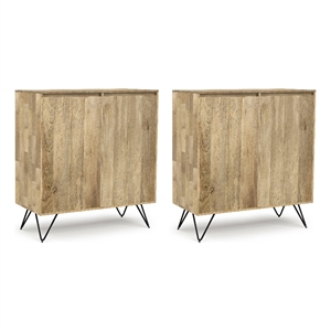 Hunter MANGO WOOD & Metal 39&quot WD Tall Storage Cabinet Setof 2 in Natural