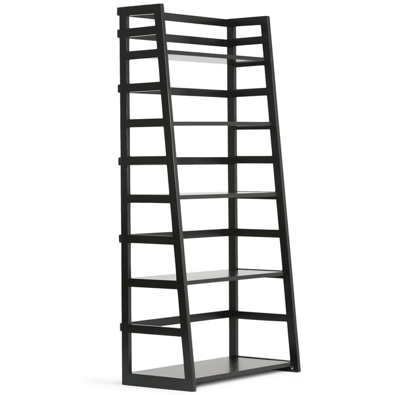 Acadian 30W 5 Shelf Ladder Bookcase (Set of 2) in Black