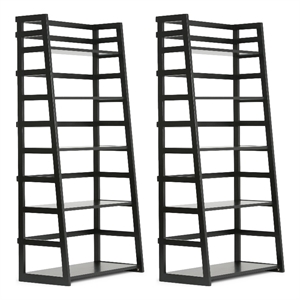 Acadian 30W 5 Shelf Ladder Bookcase (Set of 2) in Black